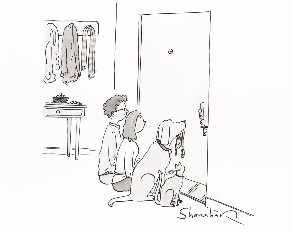 DANNY SHANAHAN (1956-2021) (THE NEW YORKER) Quarantined (pantomime cartoon).